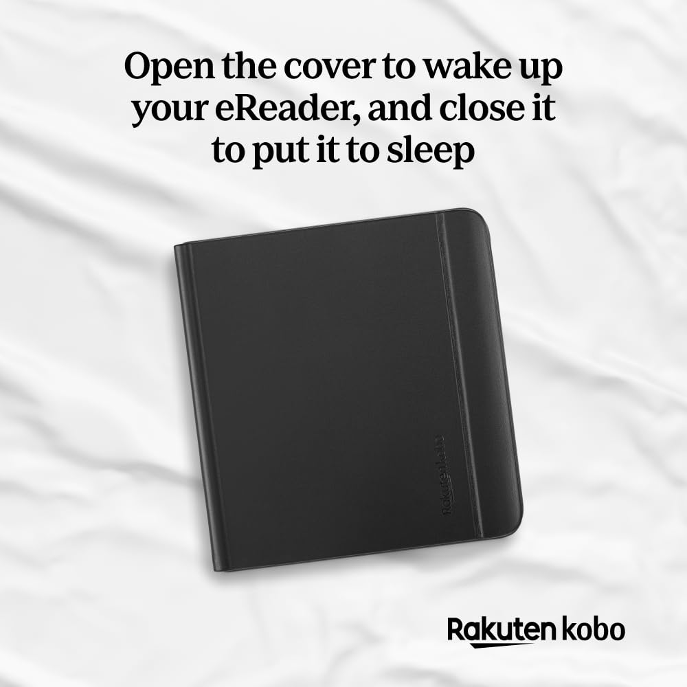Kobo Libra Colour Sleepcover Case | Black Notebook | Sleep/Wake Technology | Built In 2 Way Stand | Vegan Leather | Compatible W