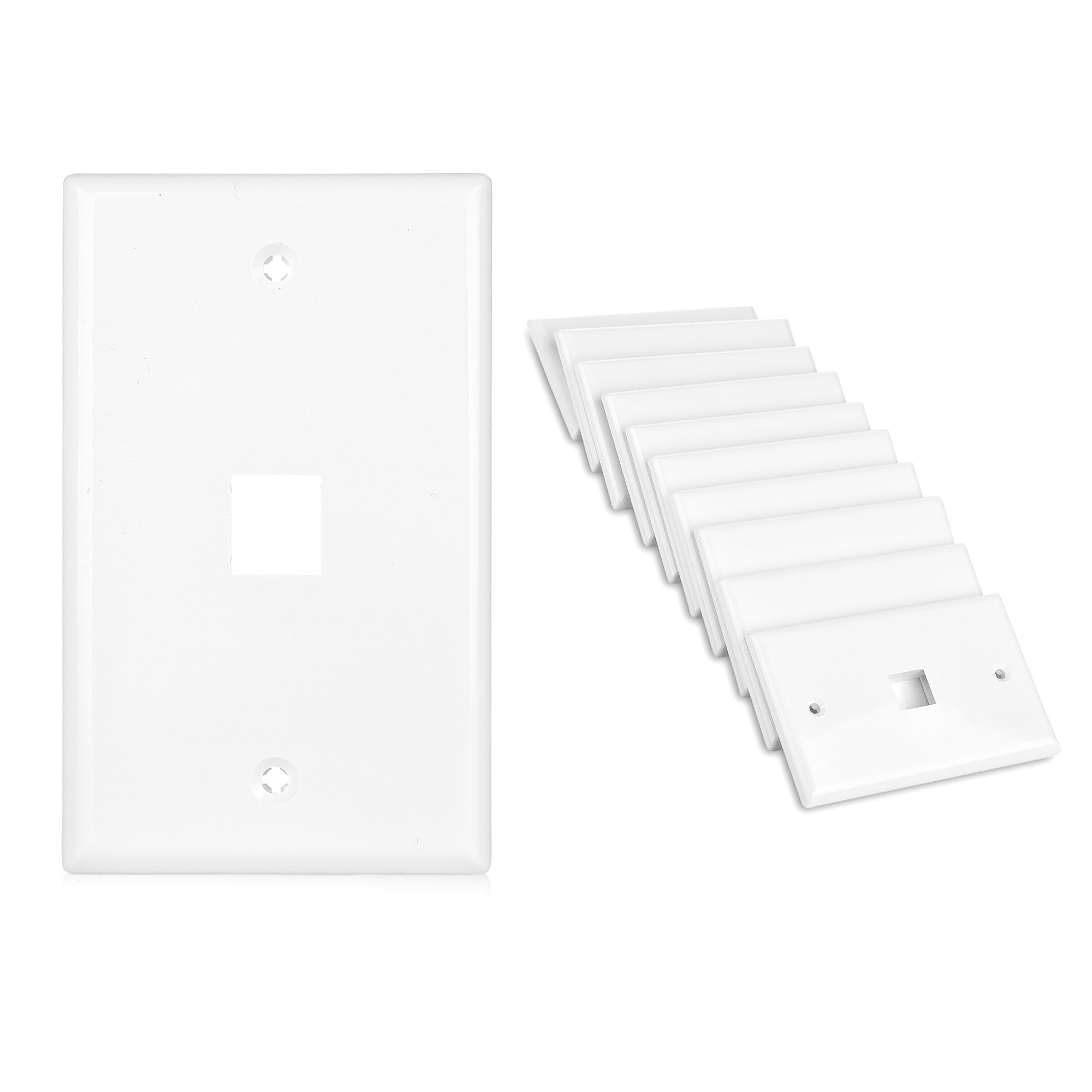 Cable Matters 10 Pack Low Profile 1 Port Keystone Jack Wall Plate, Rj45 Wall Plate For Keystone Jacks In White