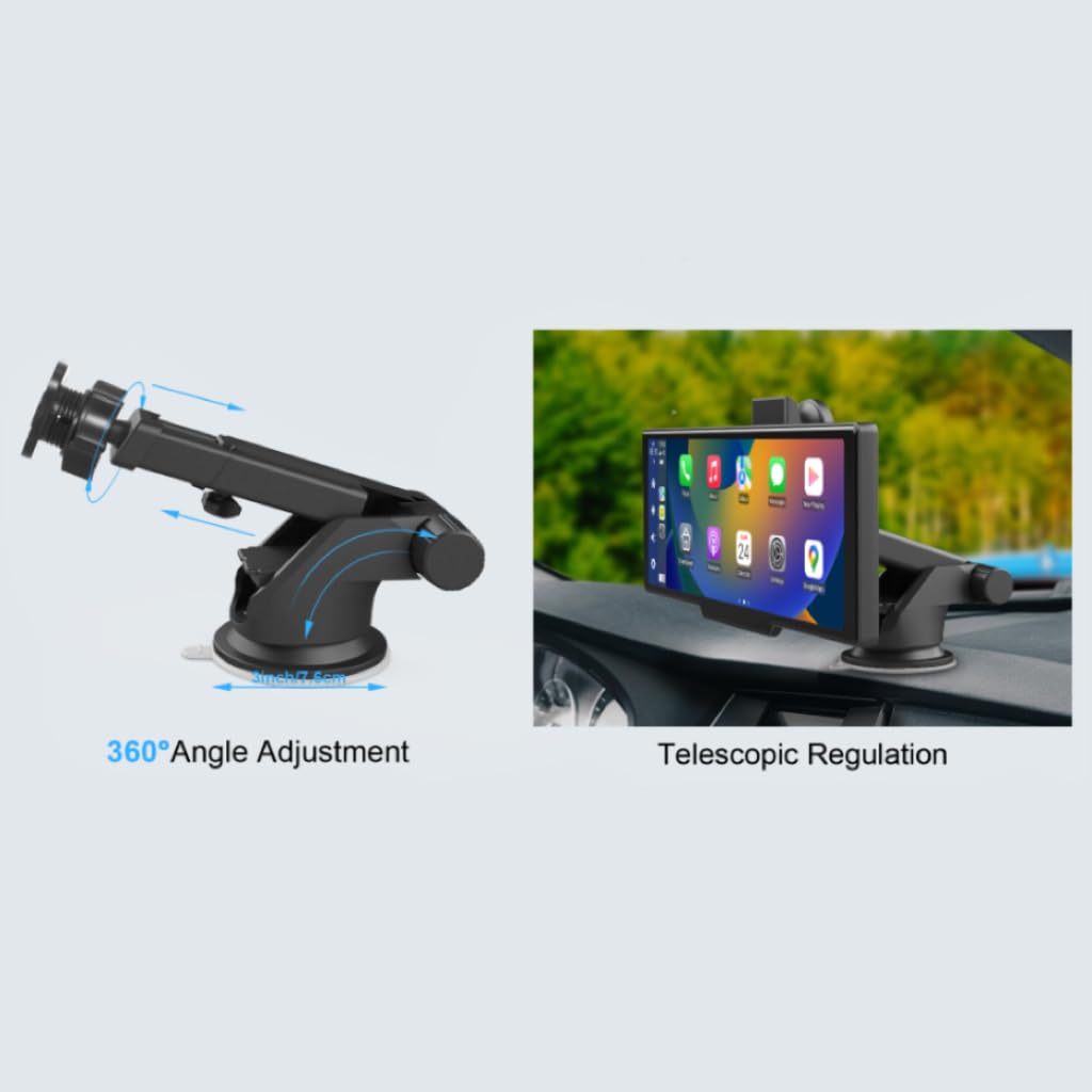 Epronic Flexible Dashboard Suction Cup Bracket With Scrwes For Portable Wirelss Carplay Screen Monitor, Upgraded Windshield Moni