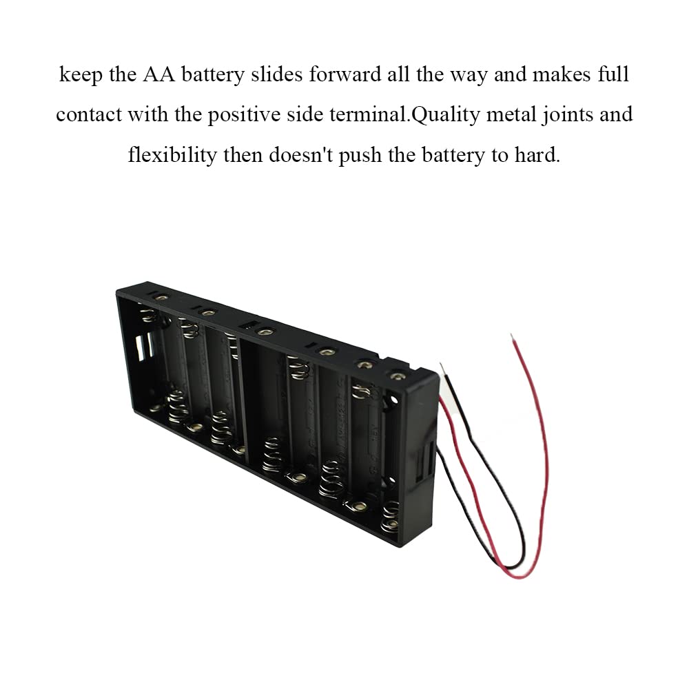 Hahiyo 15V 10Aa Battery Holder Bundle Series With Wire Sturdy Clapm Flexible Springs Contact Build In Harnesses Batteries Black