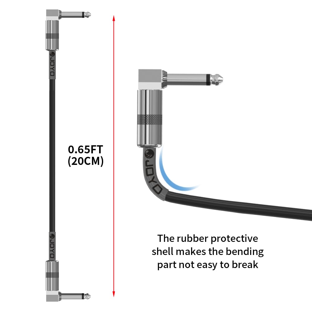 Joyo Guitar Patch Cables 7.8 Inch Professional Bass Guitar Effect Pedal Patch Cords 1/4 Inch (Cm 11, 6 Pack)