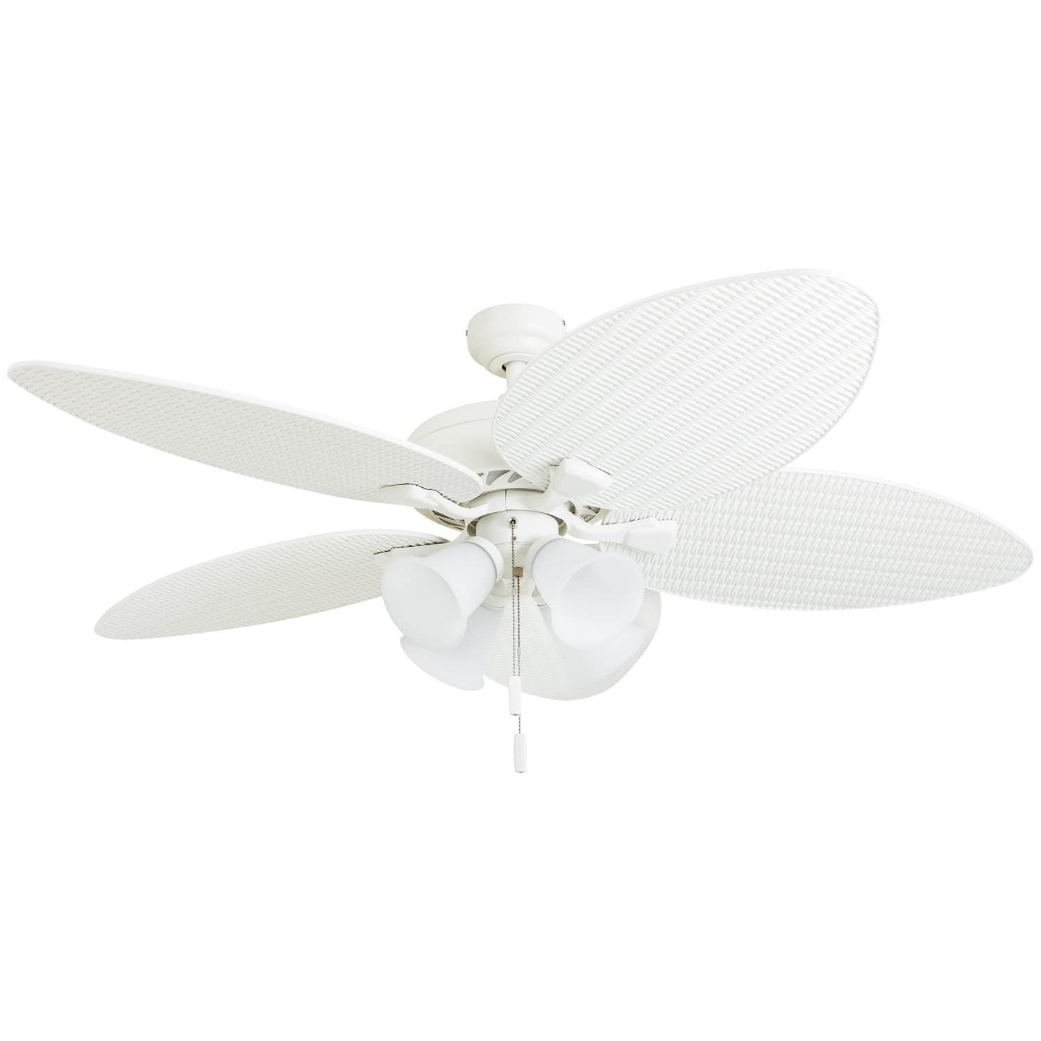 Honeywell Ceiling Fans Palm Lake, 52 Inch Tropical Indoor Outdoor Ceiling Fan with Light, Pull Chain, Three Mounting Options, 5 