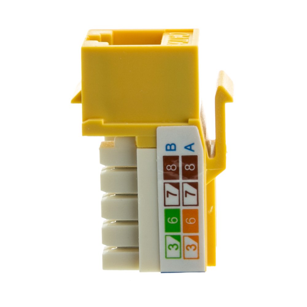 Cablewholesale Cat6 Keystone Jack, Yellow, Rj45 Female To 110 Punch Down