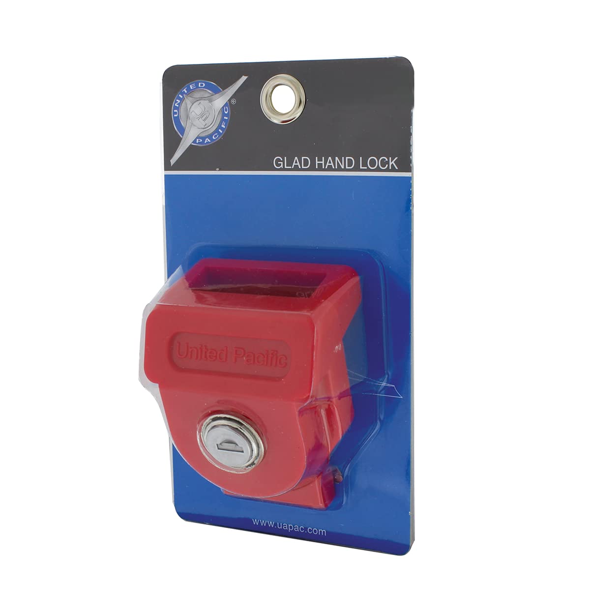 United Pacific 90625 Heavy Duty Plastic Glad Hand Lock, Individually Keyed, Over Molded Lock Cylinder, Trailer Lockout Device