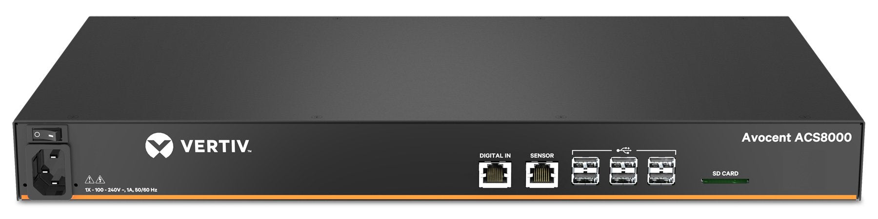 Vertiv Avocent Acs8000 Serial Console, 16 Port Serial Console Server, Gigafit Fiber Connectivity, Usb Sensor Port, Remote Data C