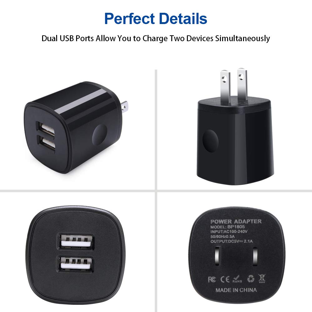 Dual Usb Car Charger, Wall Plug With 2 Pack Type C Cable For Samsung Galaxy A50 A20 S21 S21+ S20+ Ultra S10 Note 20 Ultra 10 A51