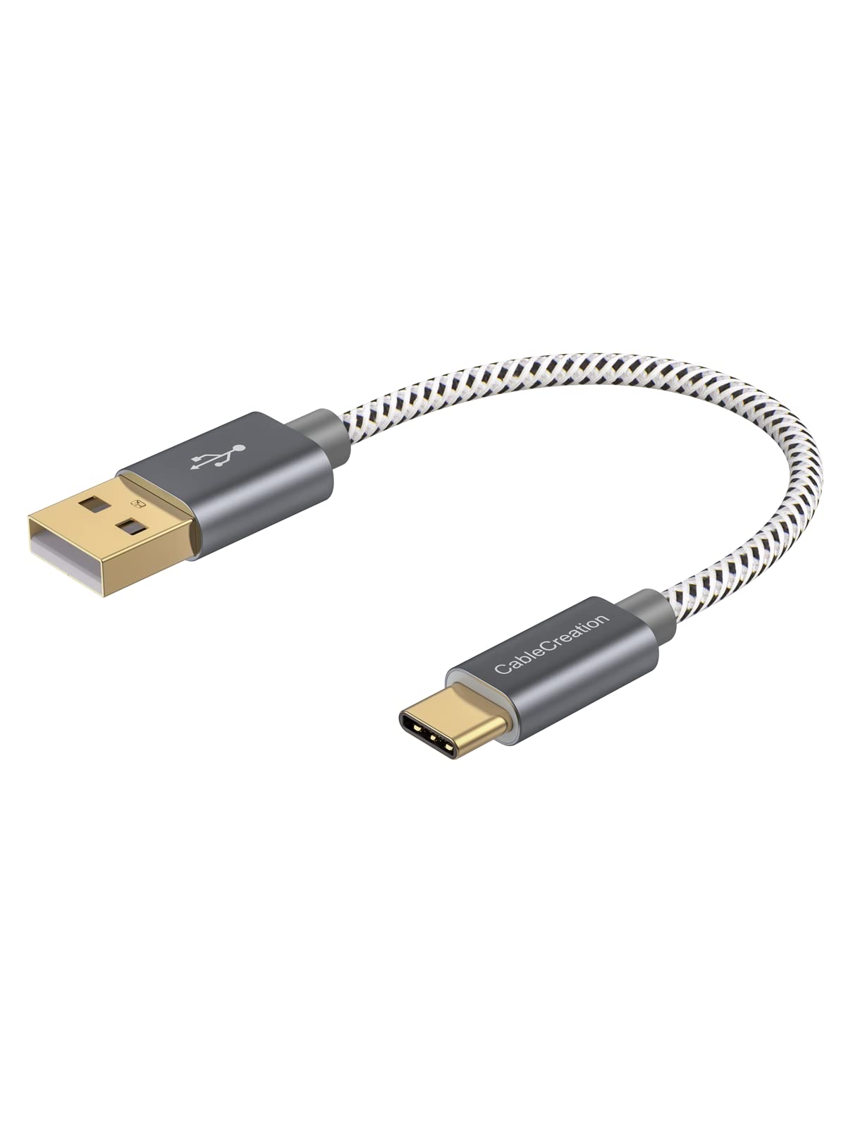 CableCreation 6 inch USB C Cable Short, Short USB to USB C Cable 3A Fast Charging Cable, Braided USB C Male to USB Male Cable fo