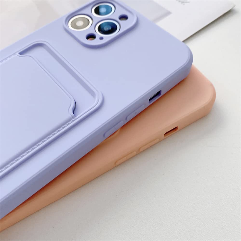 Jiatay For Iphone 11 Case With Card Holder [Slim + Protective] Silicone Phone Case Iphone 11 Wallet For Women Men (Purple Blue)