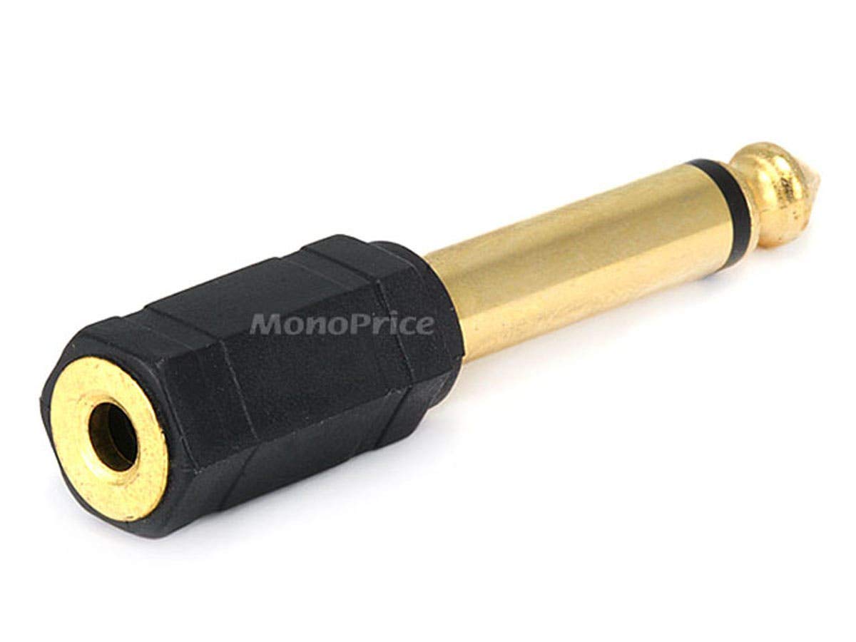 Monoprice 107137 6.35Mm Mono Plug To 3.5Mm Stereo Jack Adaptor, Gold Plated
