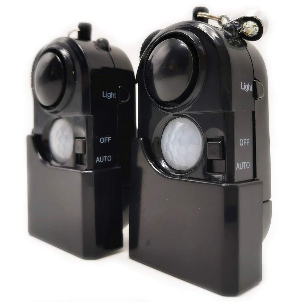 Hitbeat 2 Packs 120Db Portable Mini Motion Detector Alarm Siren With Keychain & Led Light & Battery, Home Hotel Door Room Securi