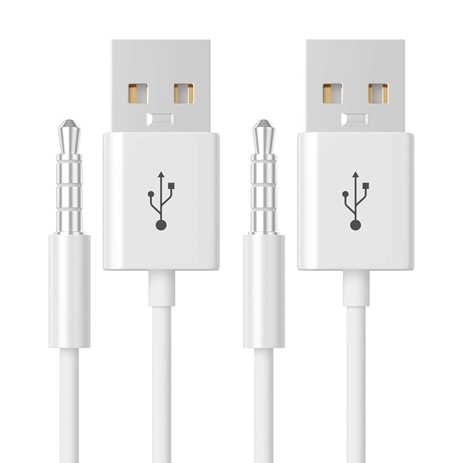 Ipod Shuffle Cable, 2 Pack 3.5Mm Jack/Plug To Usb Usb Power Charger Sync Data Transfer Cable For Ipod Shuffle 3Rd 4Th Mp3/Mp4