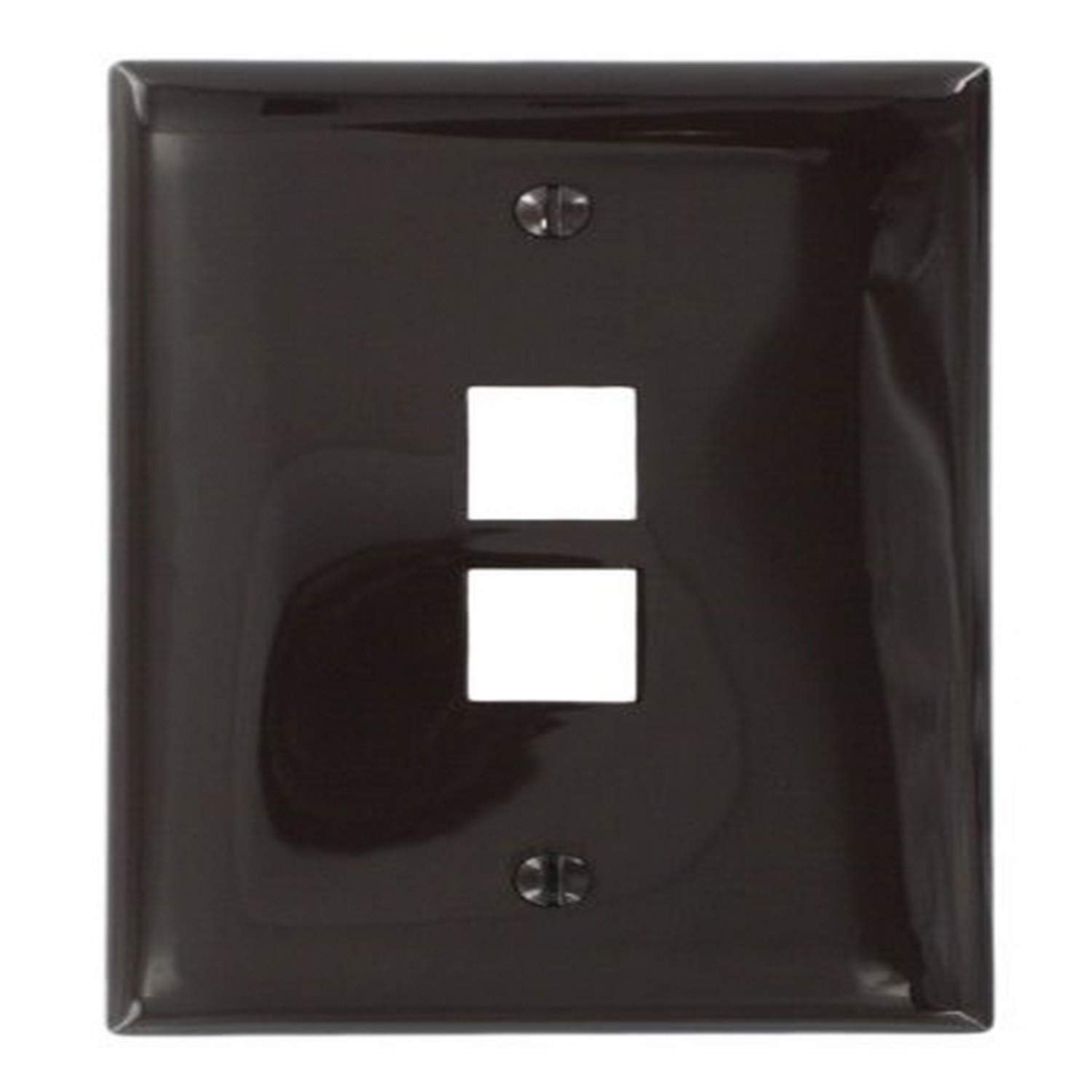 Leviton QuickPort Midsize Wallplate, Single Gang, 2-Port, 41091-2BN, Brown