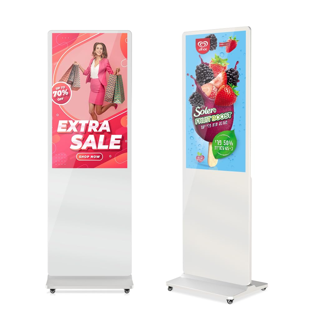 Qixzocv 43 Inch Digital Signage Advertising Display Kiosk Lcd Screen Indoor Floor Standing Commercial Totem Android System Verti