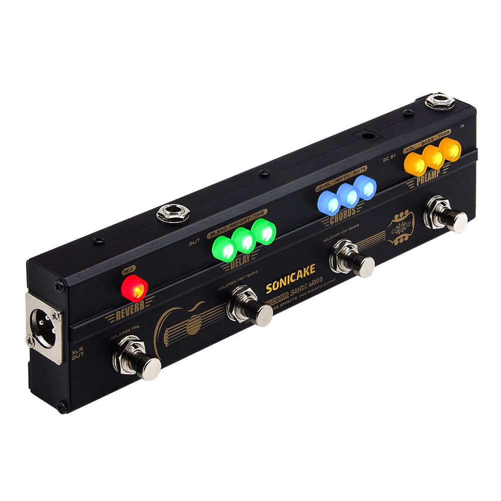 SONICAKE Acoustic Pedal Guitar Effect Acoustic Pedal Multi Effects Preamp Chorus Delay Reverb Acoustic Guitar Pedal Sonic Wood w