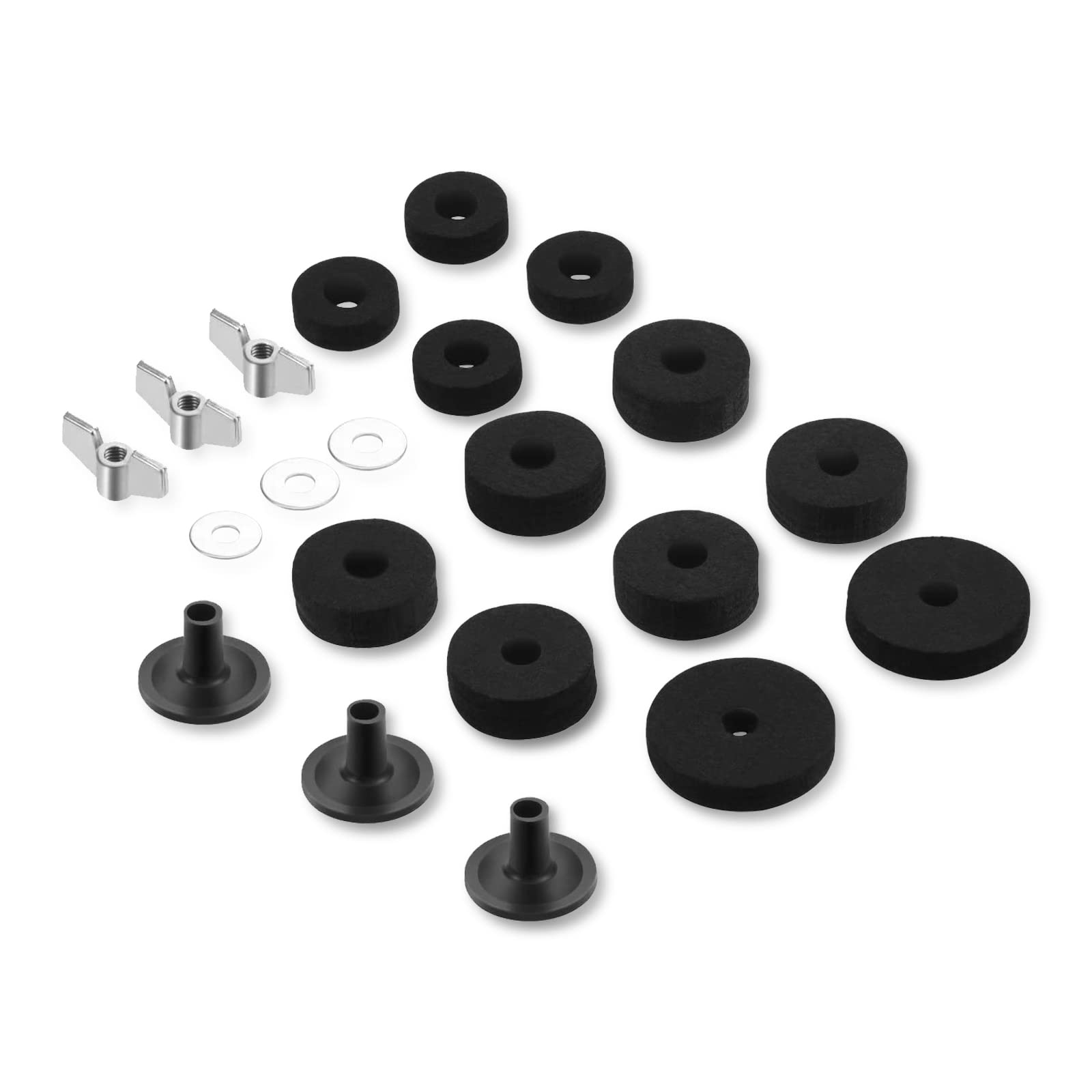 Cheerock 21 Pcs Cymbals Replacement Accessories Cymbal Stand Felts Hi Hat Clutch Felt Cup With Sleeves, Base Wing Nuts And Washe