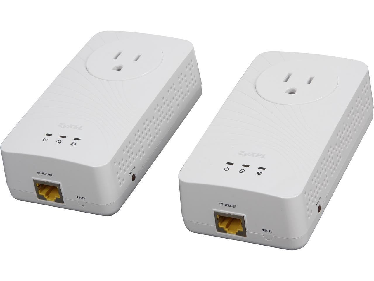 Zyxel 600 Mbps Mini Powerline Av2 Gigabit Adapter With Ac Pass Through, Starter Kit   2 Units (Pla5215Kit)