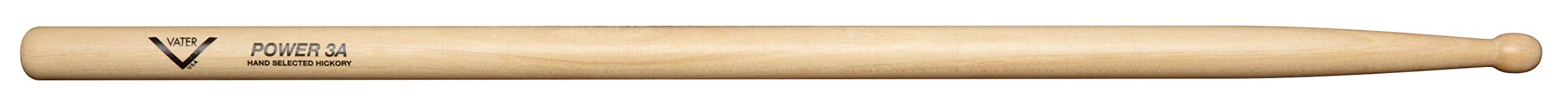 Vater 3A Power Wood Tip Hickory Drumsticks, Pair