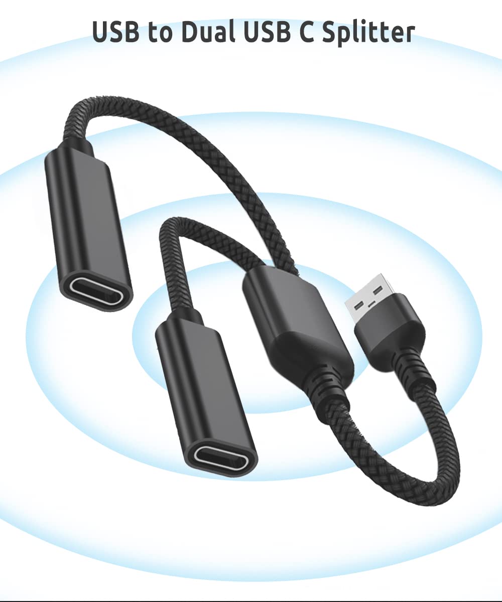 Usb Male To Dual Usb C Female Splitter Cable,Double Type C Ports Charger Adapter For Iphone 12 13 14 15 Pro Max,Ipad 9 10,Apple Watch Series 7 Se,8,Samsung Galaxy A33 A52 A53 A54 Tab S7 S8,Watch 5