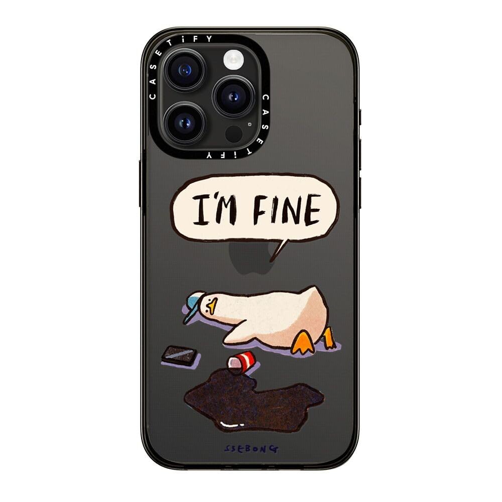 Casetify Compact Case For Iphone 15 Pro Max [2X Military Grade Drop Tested / 4Ft Drop Protection]   I'M Fine   Clear Black