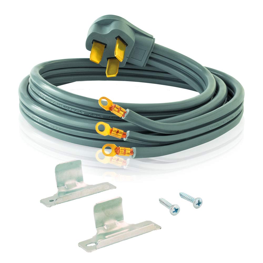 Eastman 3 Prong Electric Range Cord, 40 Amps, 4 Foot Length, Grey, 61256