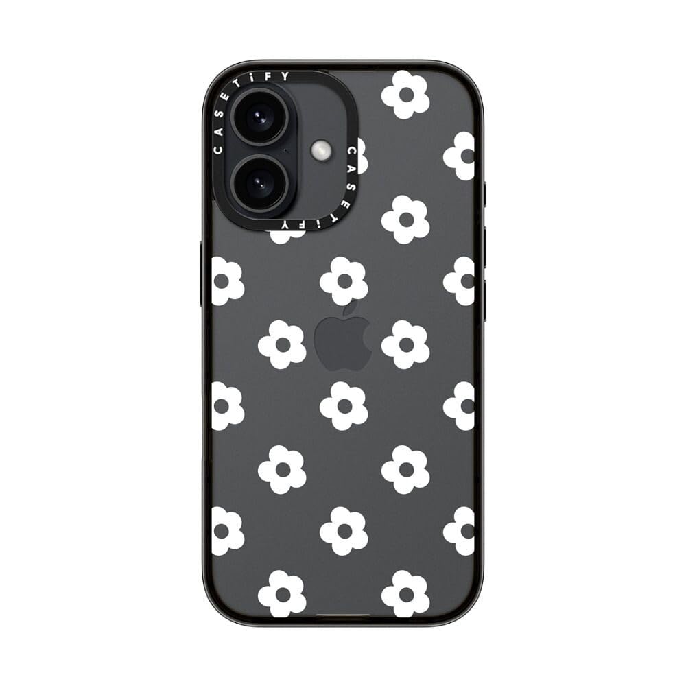 Casetify Compact Case For Iphone 16 [Lightweight / 4 Ft. 2X Military Grade Drop Protection/Slim]   Ditsy Daisies   White   Clear