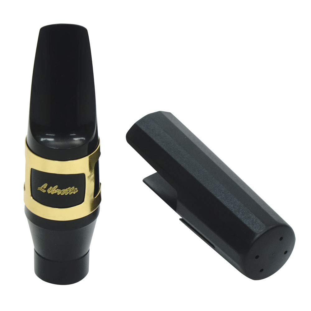 Libretto Baritone Saxophone Mouthpiece Kit, Giftable Standard Mouthpiece Set: Abs 4C Mouthpiece, Plastic Cap, Gold Lacquered Lig