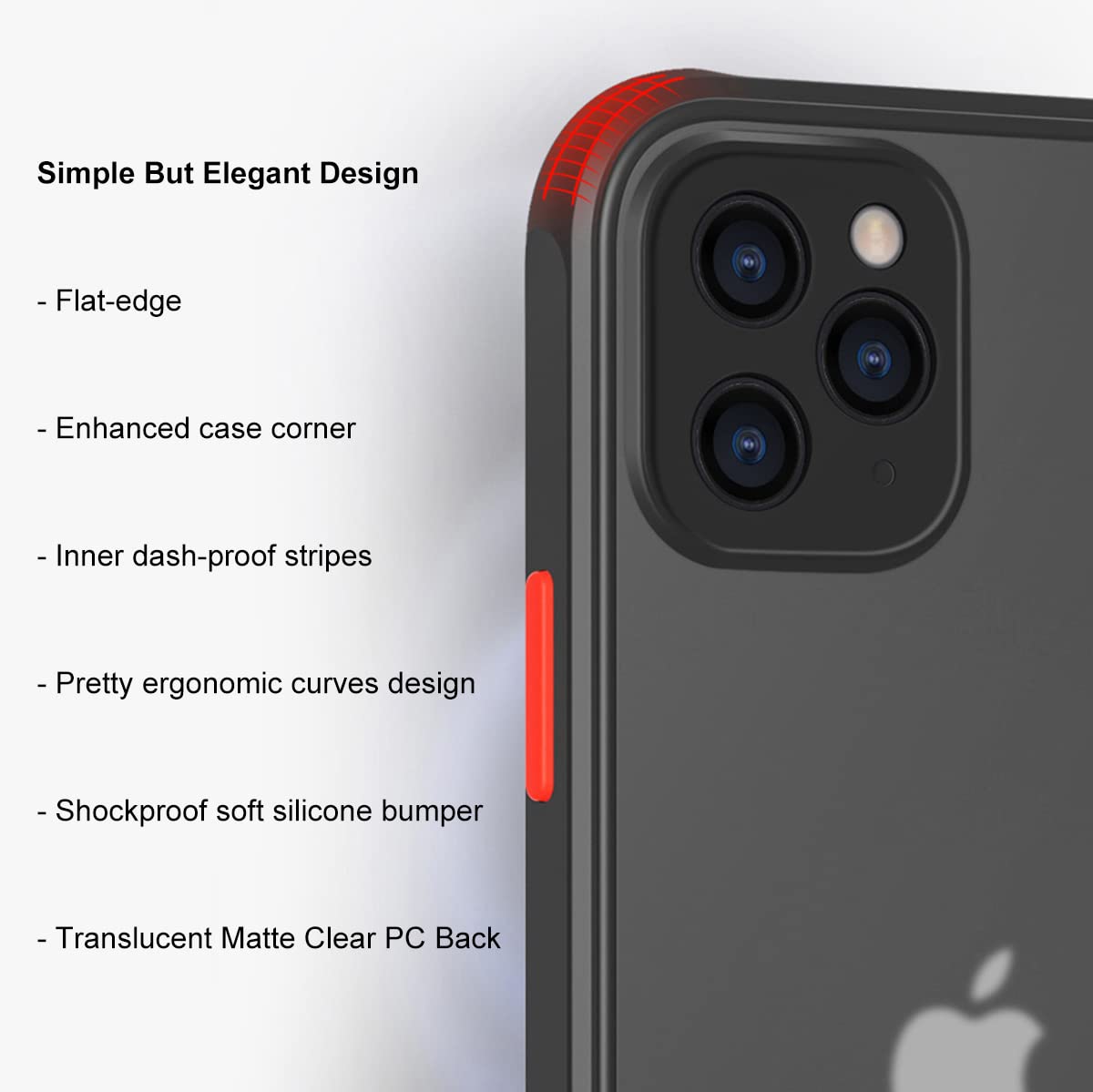 ZEZHOU iPhone 11 Pro Max Phone Case Shockproof Military Grade Drop Protection Matte Frosted Black