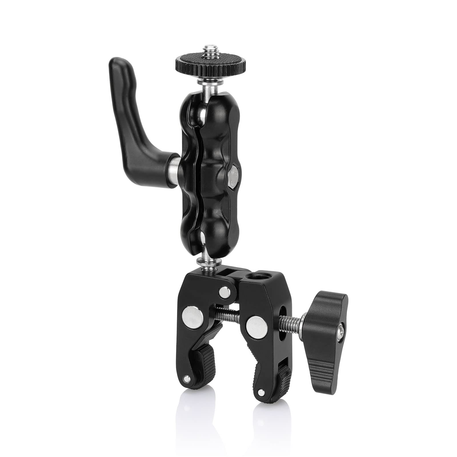 Szrig Multi Functional Ballhead Clamp Magic Arm Adapter With Bottom Clamp Super Robust Central Lock Knob(Black)