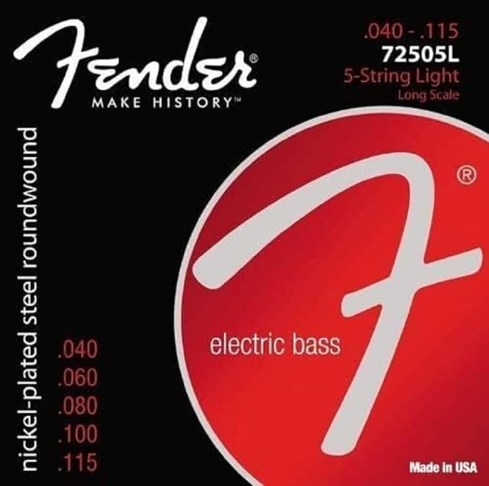 Fender 7250 Bass Strings, Nickel Plated Steel Roundwound, Long Scale, 7250 5L .040 .115