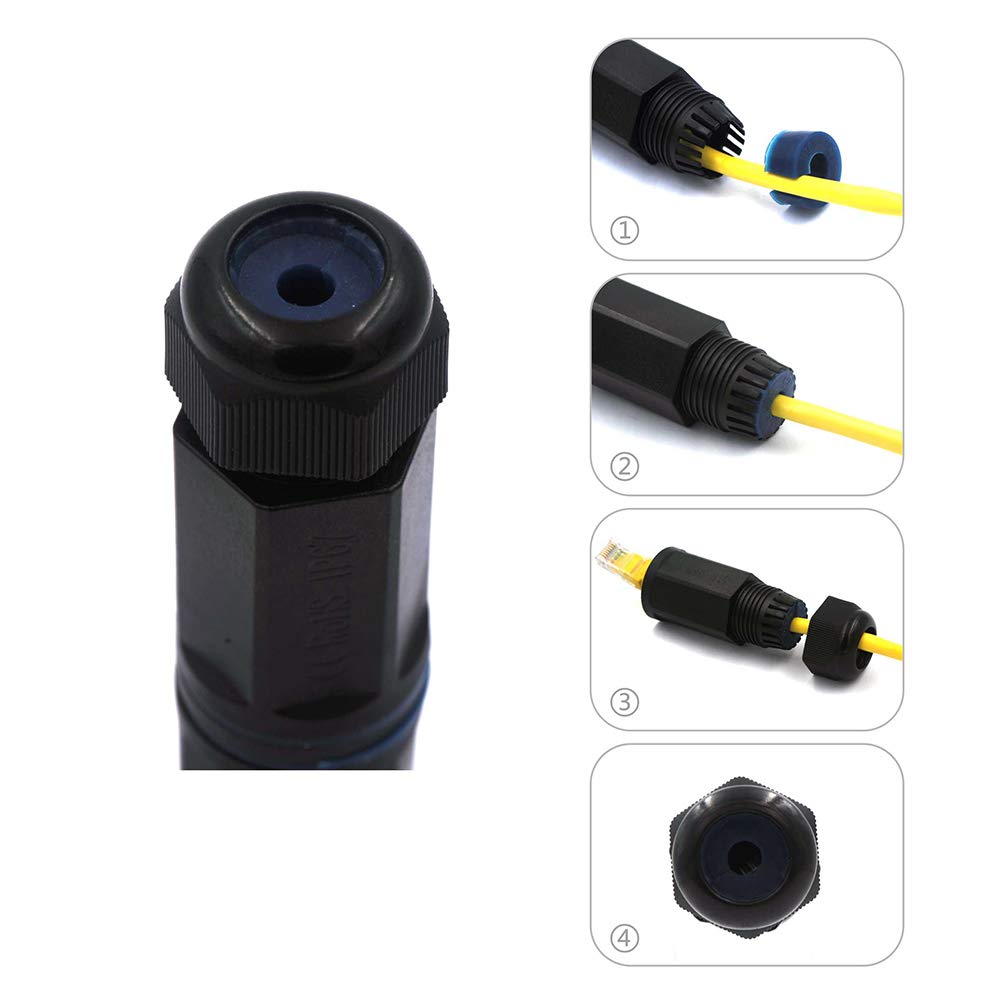 Vce Waterproof Rj45 Coupler Ip67, Cat6/Cat5E/Cat5 Female To Female Coupler Connector Shielded 8Pin For Outdoor Ethernet Lan Cabl