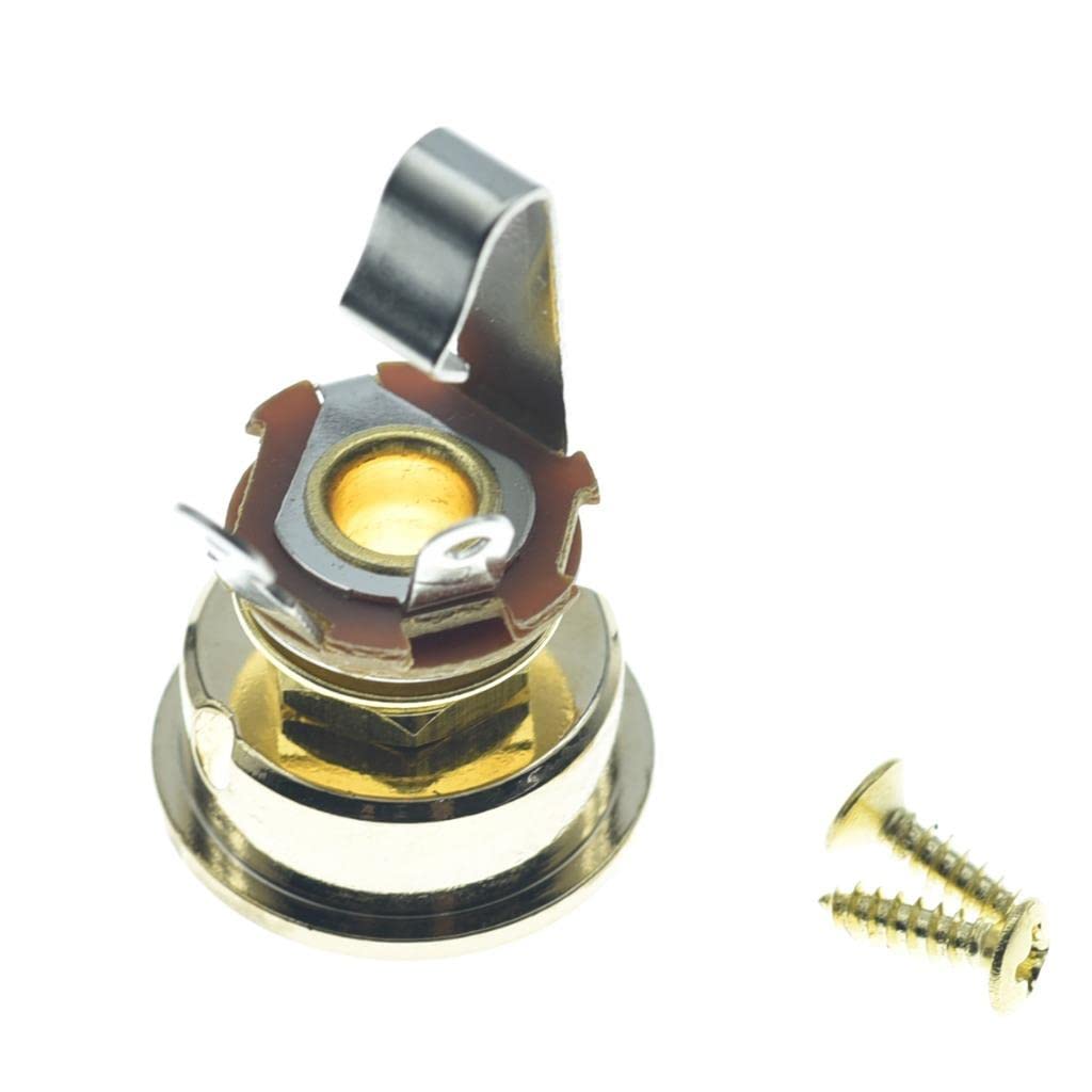 Kaish Gold Brass Metric Electric Guitar Jackplate Electrosocket Jack Plate With Brass Output Mono Jack And Screws For Fender Tel