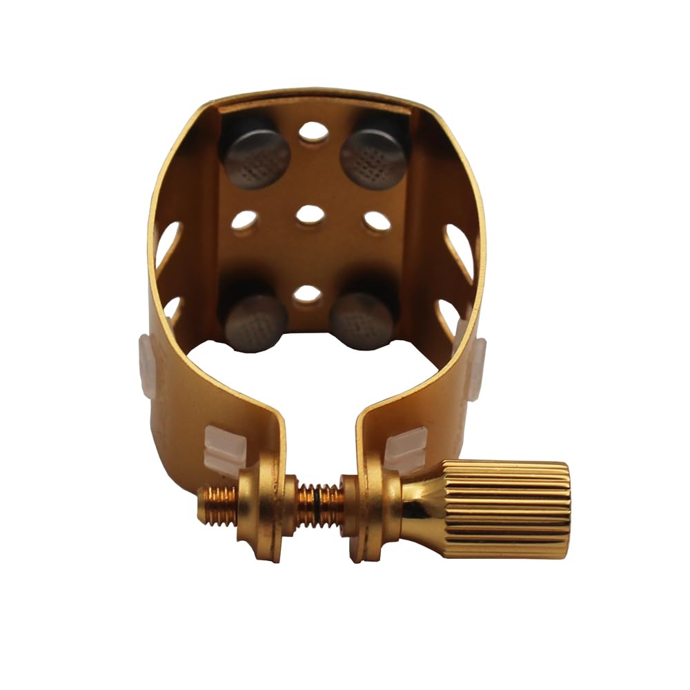 Eastern Music Saxophone Hard Rubber Mouthpiece Soprano Alto Tenor Metal Ligature Ligature Cap (Sandblust Gold, Alto Mpc)