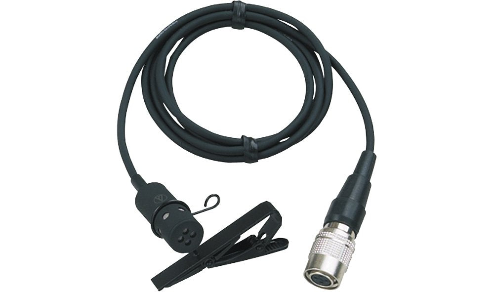 Audio-Technica AT831cW Cardioid Condenser Clip-On Lavalier Mic Terminated with locking 4-pin connector for A-T UniPak body-pack