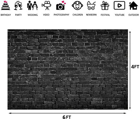 Aiikes 8X6Ft Brick Backdrop Black Brick Wall Photography Backdrop Vintage Theme Stone Brick Design Photography Backdrop Baby Bir