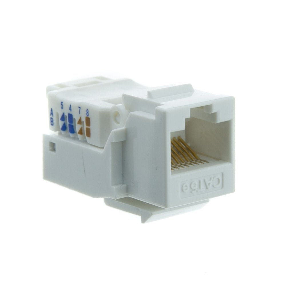 Cablewholesale Cat5E Keystone Jack, Toolless Rj45 Female (Utp) To 110 Punch Down Connector, White