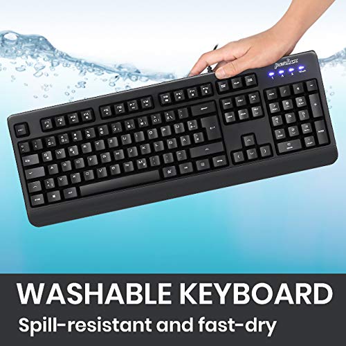 Perixx Periboard 517 Wired Washable Usb Keyboard, Certified With Ip 65 Level, Black, Us English Layout