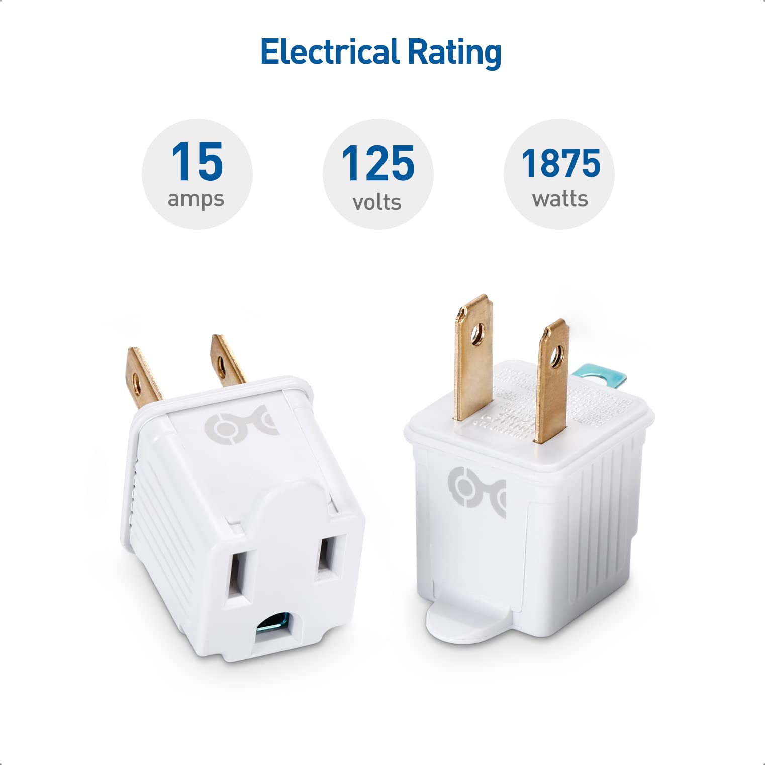 [Ul Listed] Cable Matters 3 Pack 2 Prong To 3 Prong Outlet Adapter In White (3 Prong To 2 Prong Plug Adapter)   Allows A 2 Prong
