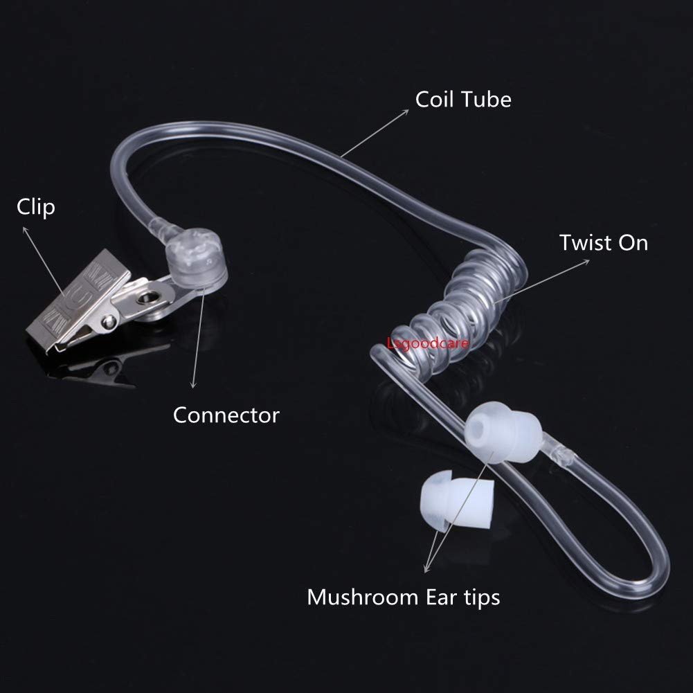Lsgoodcare Replacement Coil Tube White, 20Pcs Acoustic Air Tube Audio Tube With Earbuds Compatible For Motorola Kenwood Icom Midland Two Way Radio Walkie Talkie Ear Piece