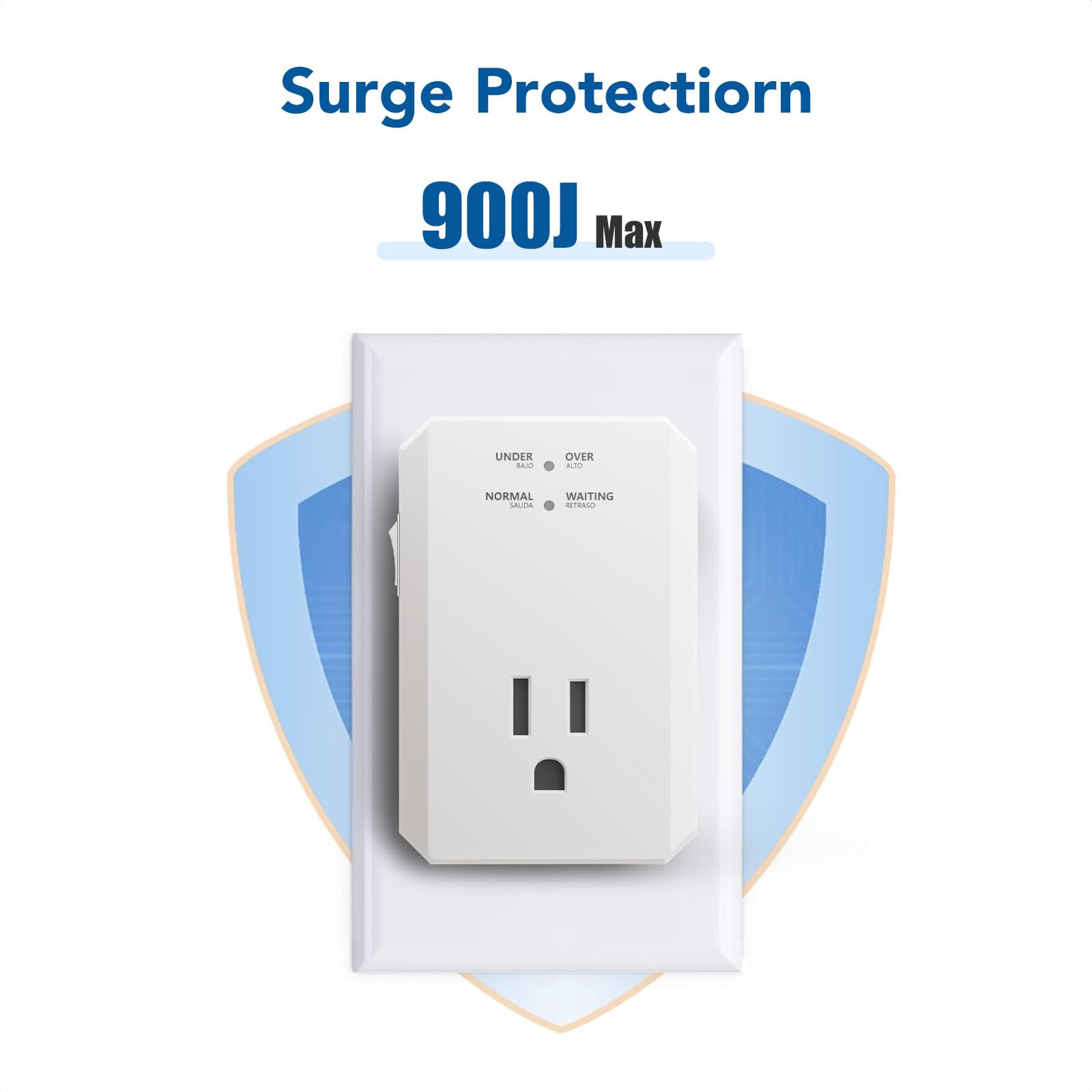 Bseed Single Outlet Surge Protector, Small Surge Protector Wall Tap With Ground Protected Light Indicators For Refrigerators, Pc