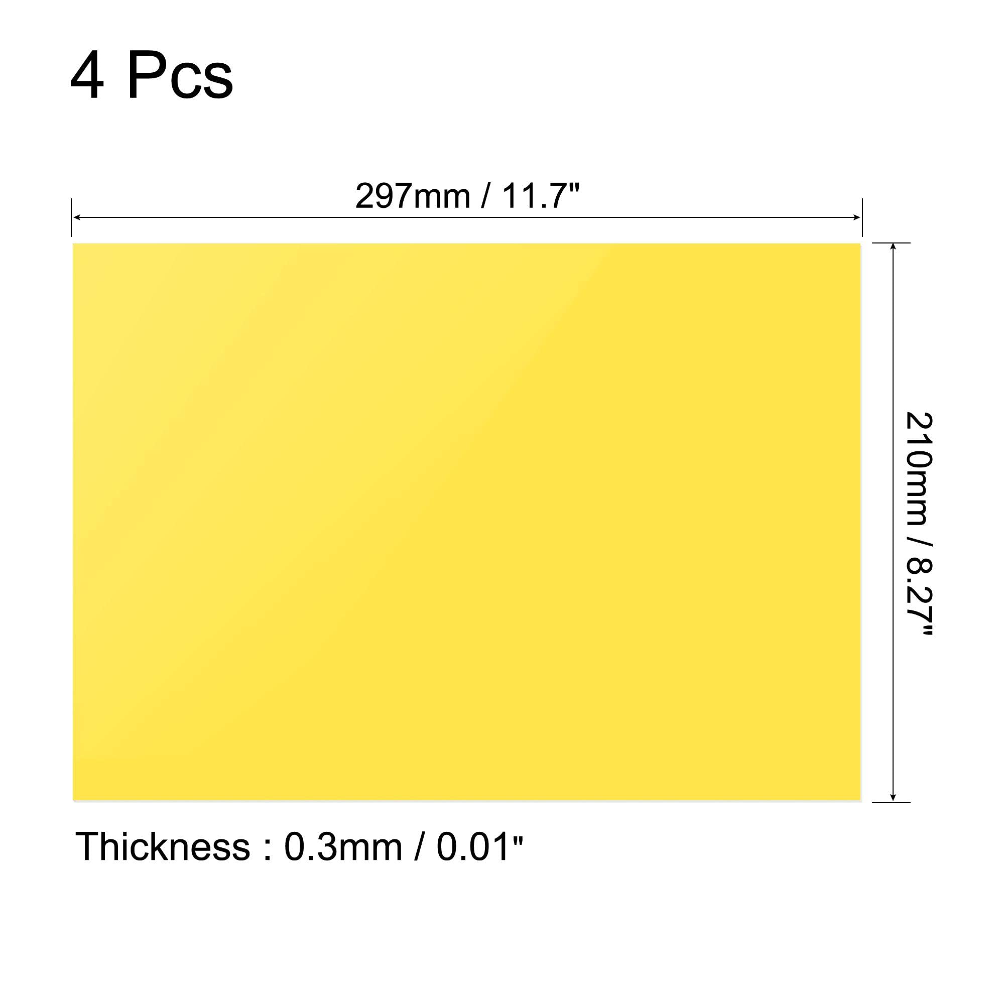 Uxcell 4Pcs Gel Light Lighting Filter Overlay Transparent Color Correction Plastic Pvc Sheets Yellow