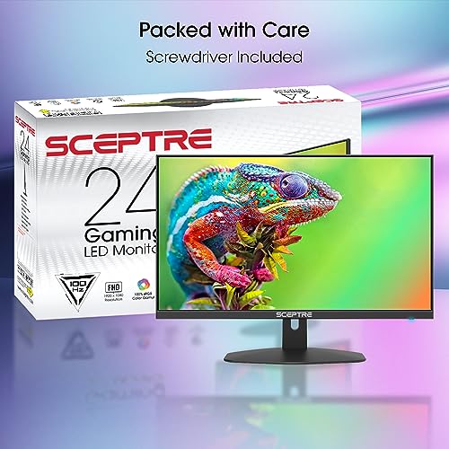 Sceptre New 24 Inch Gaming Monitor 100Hz 1Ms Displayport Hdmi X2 100% Srgb Amd Freesync Build In Speakers, Eye Care Frameless Ma