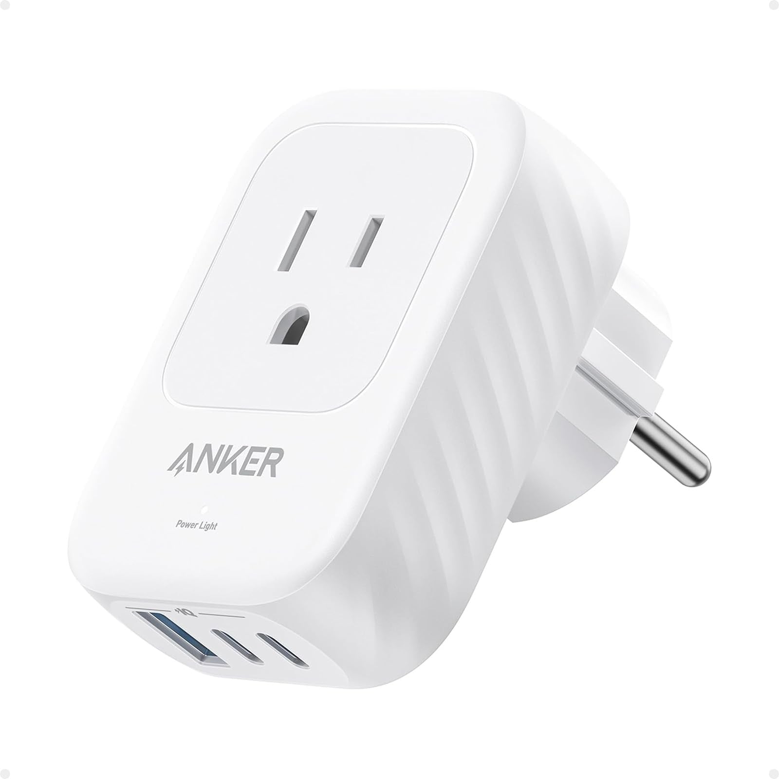 Anker European Travel Plug Adapter, 15W Usb C Power Plug, Fits Type E/F Sockets With 2 Ac Outlets, 2 Usb C & 1 Usb A Port, Compa