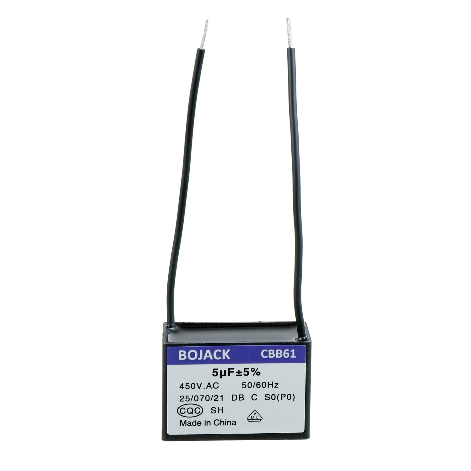 Bojack Cbb61 5 Uf 450V Ac Ceiling Fan Starting Capacitor For Compatible With Harbor Breeze & New Tech 2 Wire(Pack Of 1 Pcs)