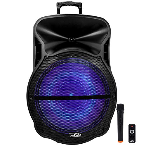 Befree Sound 18 Inch Bt Portable Rechargeable Party Speaker With Sound Reactive Led Party Lights, Usb/Sd, Microphone/Guitar Inpu