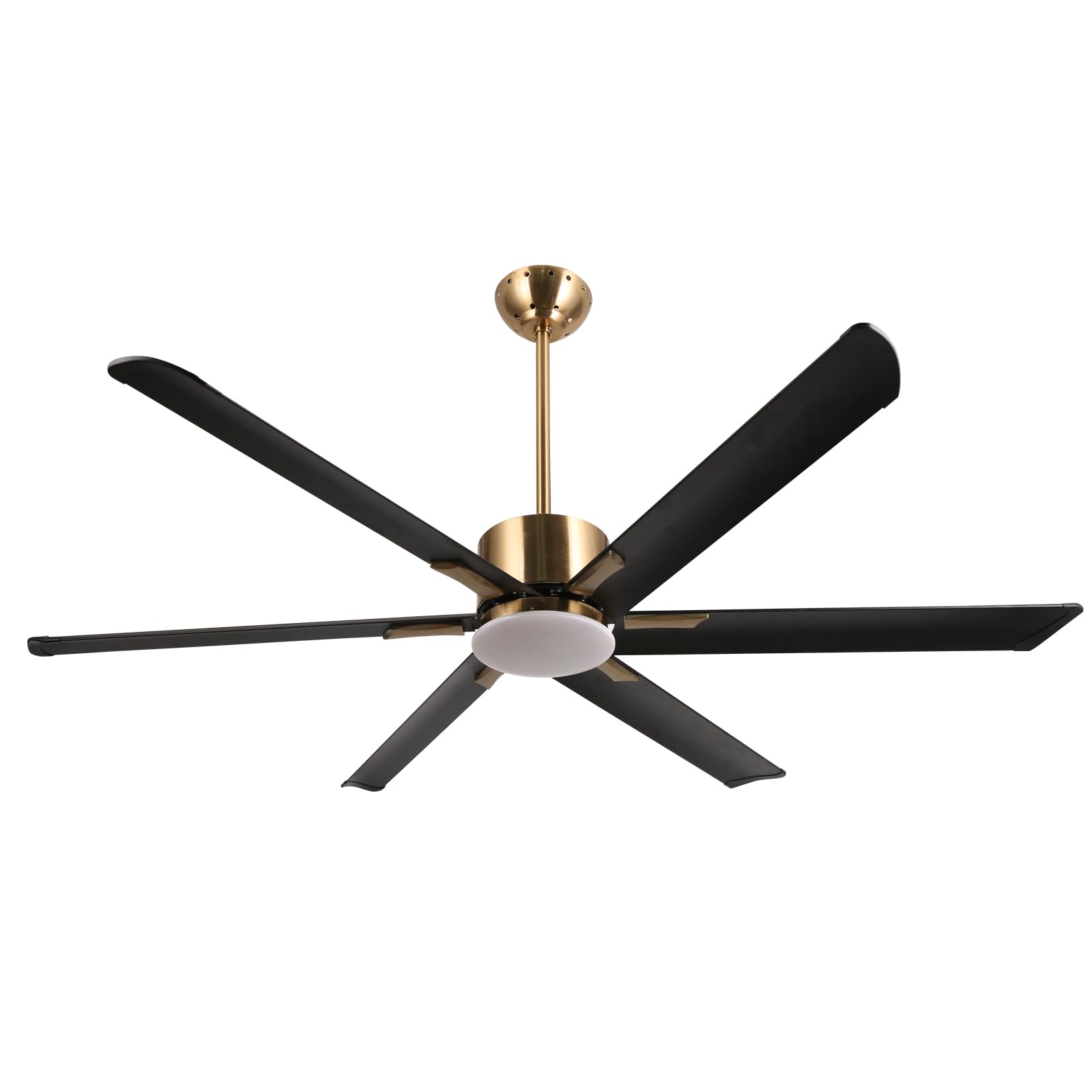 reiga 72 Indoor Outdoor Black Gold 6 Aluminum Metal Blades Extra Large Modern DC Ceiling Fan with Dimming LED Light Kit, 6 Speed