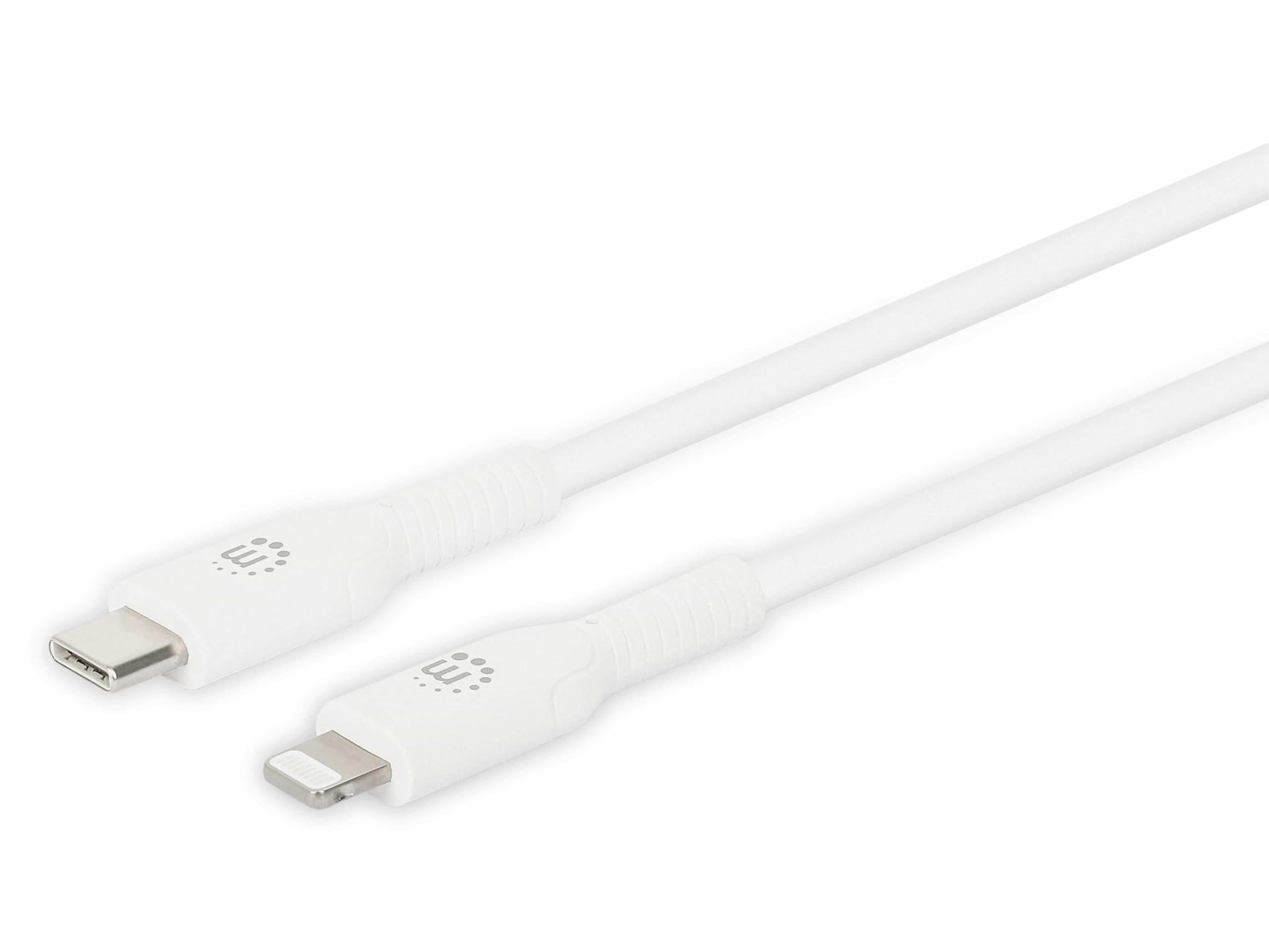 MANHATTAN USB-C to Lightning Cable, Charge & Sync, 2M, White, for, W128291635 (Charge & Sync, 2M, White, for Apple iPhone/Ipad/i