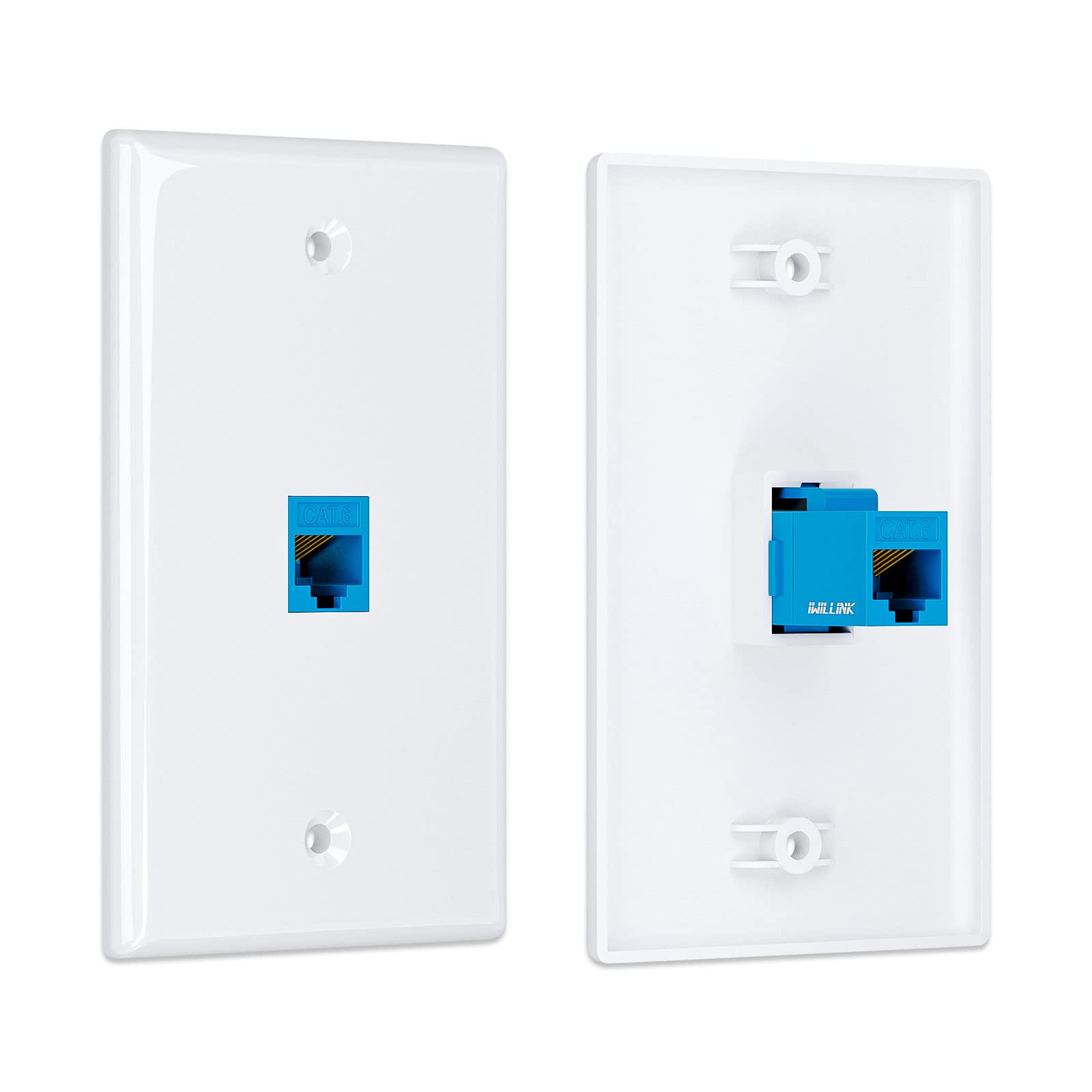 Iwillink (2 Pack) Ethernet Wall Plate, 1 Port Keystone Jack Wall Plate With Rj45 Keystone Inline Coupler Insert, Female To Femal