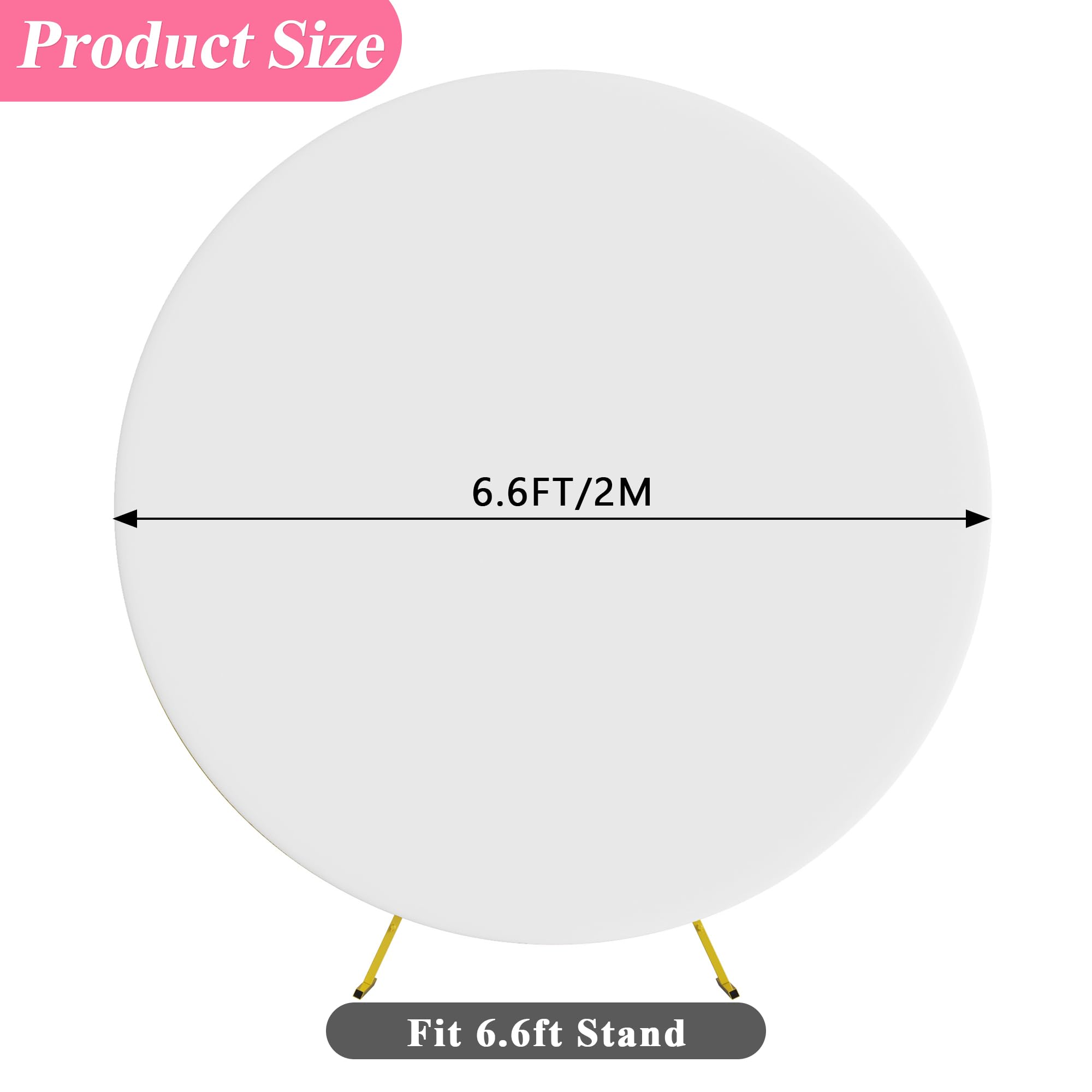 Putros 6.6Ft Round Backdrop Cover White Circle Arch Cover With Buckles Polyester Fitted Round Balloon Arch Cover For Wedding Bir