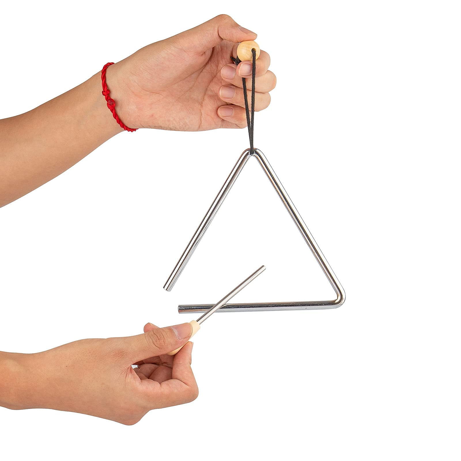 Triangle Hand Percussion With Striker,Rhythm Steel Triangles Music Instrument (6 Inch)