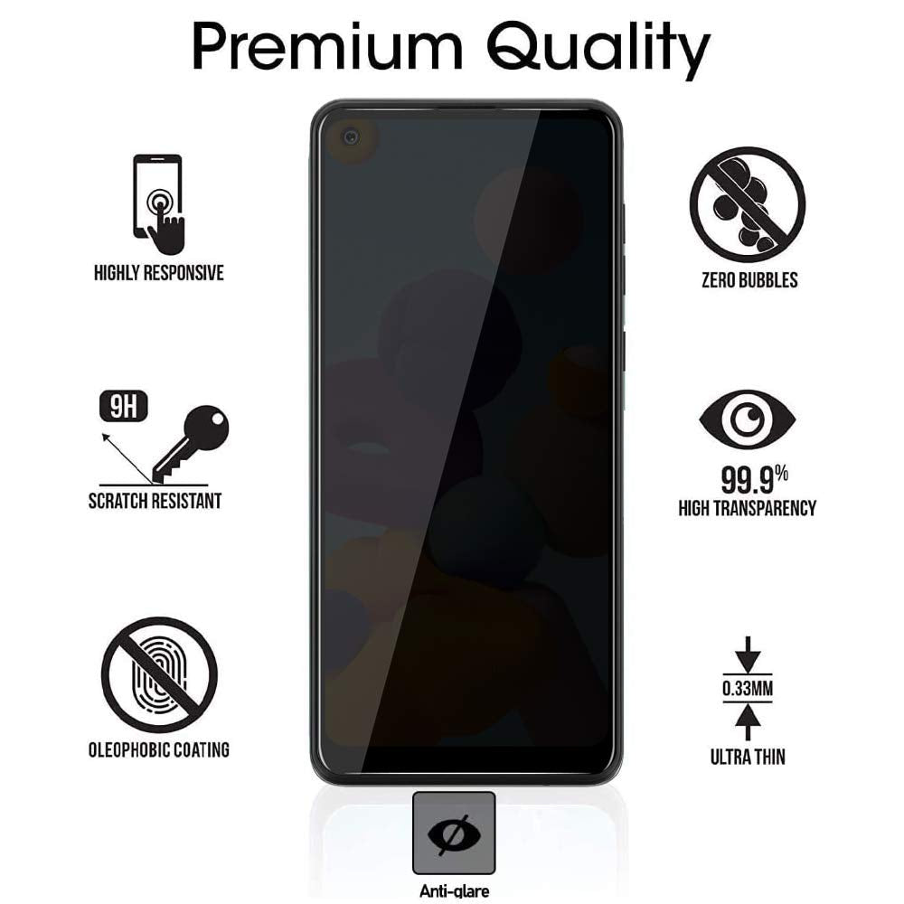 [2 Pack] For Samsung Galaxy A21/A21S Privacy Screen Protector, [Full Coverage] Anti Spy Hd Clarity 9H Tempered Glass Screen Prot